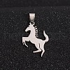 Tarnish Resistant Boy Jewelry Original Color 201 Stainless Steel Blank Horse Pendants STAS-I032-227-1