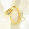 Brass Micro Pave Clear Cubic Zirconia Cuff Rings for Women RJEW-S399-14G-2
