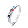 Brass Micro Pave Cubic Zirconia Finger Rings for Women FS-WG973B3-03-5