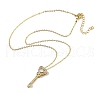 Brass Pave Cubic Zirconia Heart Key Pendant Necklaces for Women NJEW-R027-03G-01-4