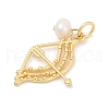 Natural Cultured Freshwater Pearl & Brass Pendants KK-U062-13G-2