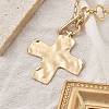 Alloy Textured Cross Pendant Ring Link Chain Necklaces for Women NJEW-B120-03-4