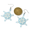 Christmas Snowflake Glass Seed Braided Dangle Earrings EJEW-MZ00236-02-3