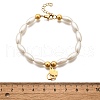304 Stainless Steel Elephant Charm Bracelets for Women BJEW-C098-13G-5