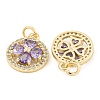 Rack Plating Brass Micro Pave Clear Cubic Zirconia Pendants KK-F089-02G-2