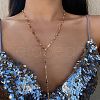 Cross Brass with Rhinestone Lariat Necklaces FS-WG1426B-06-1