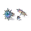 Ion Plating(IP) 304 Stainless Steel Sun Stud Earrings for Women EJEW-F300-10MC-2