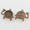 Lovely Elephant with Love Alloy Pendant Cabochon Settings PALLOY-N0088-54AB-NF-2