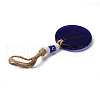 Flat Round with Evil Eye Lampwork Pendant Decoration HJEW-Z005-01A-3