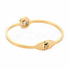 Crystal Rhinestone Flat Round with Roman Numeral Bangle BJEW-N017-011LG-2