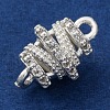 Brass Micro Pave Clear Cubic Zirconia Hollow Oval Connector Charms KK-A230-05C-S-2