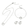Ring 304 Stainless Steel Crystal Rhinestone Pendant Necklaces & Bracelets & Stud Earrings Sets for Women SJEW-C004-09P-01-1
