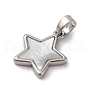 Brass Pave Natural White Shell Star Charms KK-P308-02P-2