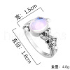 Oval & Flower Zinc Alloy with Natural Moonstone Finger Rings for Women FS-WG00FFC-01-2