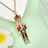 Alloy Enamel Christmas Nutcracker Pendant Necklaces NJEW-L048-01G-01-2