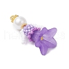 Glass Seed Beaded Flower Figurine Pendants PALLOY-MZ00686-02-3