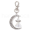 Angel Glass & Hollow Moon Alloy Pendant Decorations HJEW-JM02781-2