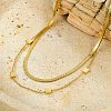 304 Stainless Steel Square Double Layered Necklaces for Women NJEW-U031-06G-2