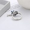 Flower with Leaf 925 Sterling Silver Enamel Finger Rings FS-WGABCB6-01-3