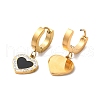 Black Acrylic Heart Dangle Earrings with Rhinestone EJEW-E286-07G-2