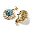 Ion Plating(IP) 304 Stainless Steel Pave Synthetic Turquoise Pendants STAS-U024-16G-03-2