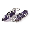 Natural Amethyst Double Terminal Pointed Pendants G-C144-03P-02-2