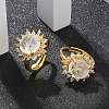 Sunflower Natural Quartz Crystal Finger Rings RJEW-B113-03G-07-1