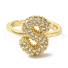 Rack Plating Letter Brass Micro Pave Clear Cubic Zirconia Adjustable Rings for Women KK-S391-03G-S-1