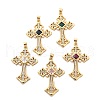 Rack Plating Brass with Cubic Zirconia Pendants and ABS Imitation Pearl KK-Q017-07F-G-1