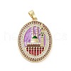 Rack Plating Brass Micro Pave Clear Cubic Zirconia Pendants KK-H474-24B-2