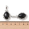 Natural Obsidian Oval Pendants G-NH0025-15P-09-3