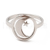 Non-Tarnish 201 Stainless Steel Moon & Star Adjustable Ring for Women RJEW-F131-07P-2