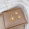 Brass Micro Pave Cubic Zirconia with Plastic Pearl Pendant Necklace & Stud Earrings WG7AC39-113-1
