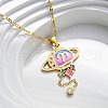 304 Stainless Steel Hot Pearl Enamel Constellation Planet Pendant Necklaces NJEW-D310-01A-G-4