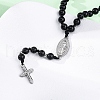 Black Glass Beaded Rosary Bead Necklaces NJEW-F336-01P-4