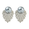 Rack Plating Fan Brass Micro Pave Clear Cubic Zirconia Stud Earrings EJEW-H014-10P-1