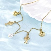 Summer Beach 304 Stainless Steel & Plastic Imitation Pearl Fish Shell Shaped Bib Necklaces for Women NJEW-U032-06G-3