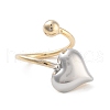 Brass Heart Open Cuff Ring for Women RJEW-C102-13GP-2