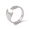 Non-Tarnish 304 Stainless Steel Moon & Star Open Cuff Ring for Women RJEW-C045-19P-1