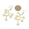 3 Pairs 3 Colors Shell Pearl Beads & Imitation Jelly Acrylic Flower Dangle Earrings EJEW-TA00579-3