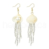 Natural Clam Shell Imitation Pearl Dangle Earrings EJEW-MZ00231-3