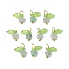 10Pcs Natural Green Strawberry Quartz Flower Charms PALLOY-JF03765-06-1