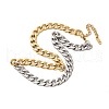 Two Tone 304 Stainless Steel Cuban Link Chain Necklaces NJEW-D303-02GP-4