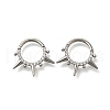 304 Stainless Steel Micro Pave Clear Cubic Zirconia 3 Spiked Cone Round Hoop Nose Rings AJEW-D306-10P-1