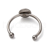 Tarnish Resistant 304 Stainless Steel Open Cuff Ring Components STAS-B072-09H-P-3