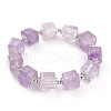 Natural Gemstone Cube Beads Stretch Bracelets BJEW-H542-A-G-2