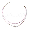 Mother's Day Jewellery Glass Beaded Double Layer Necklaces NJEW-MZ00070-02-4