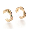 Brass Micro Pave Cubic Zirconia Cuff Earrings EJEW-M195-02G-1