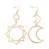 Sun & Moon Alloy Pendant Necklace & Asymmetrical Hoop Earring Sets FS-WG43B09-01-2