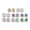 Brass Pave Cubic Zirconia Rectangle Stud Earrings for Women EJEW-I304-20P-1